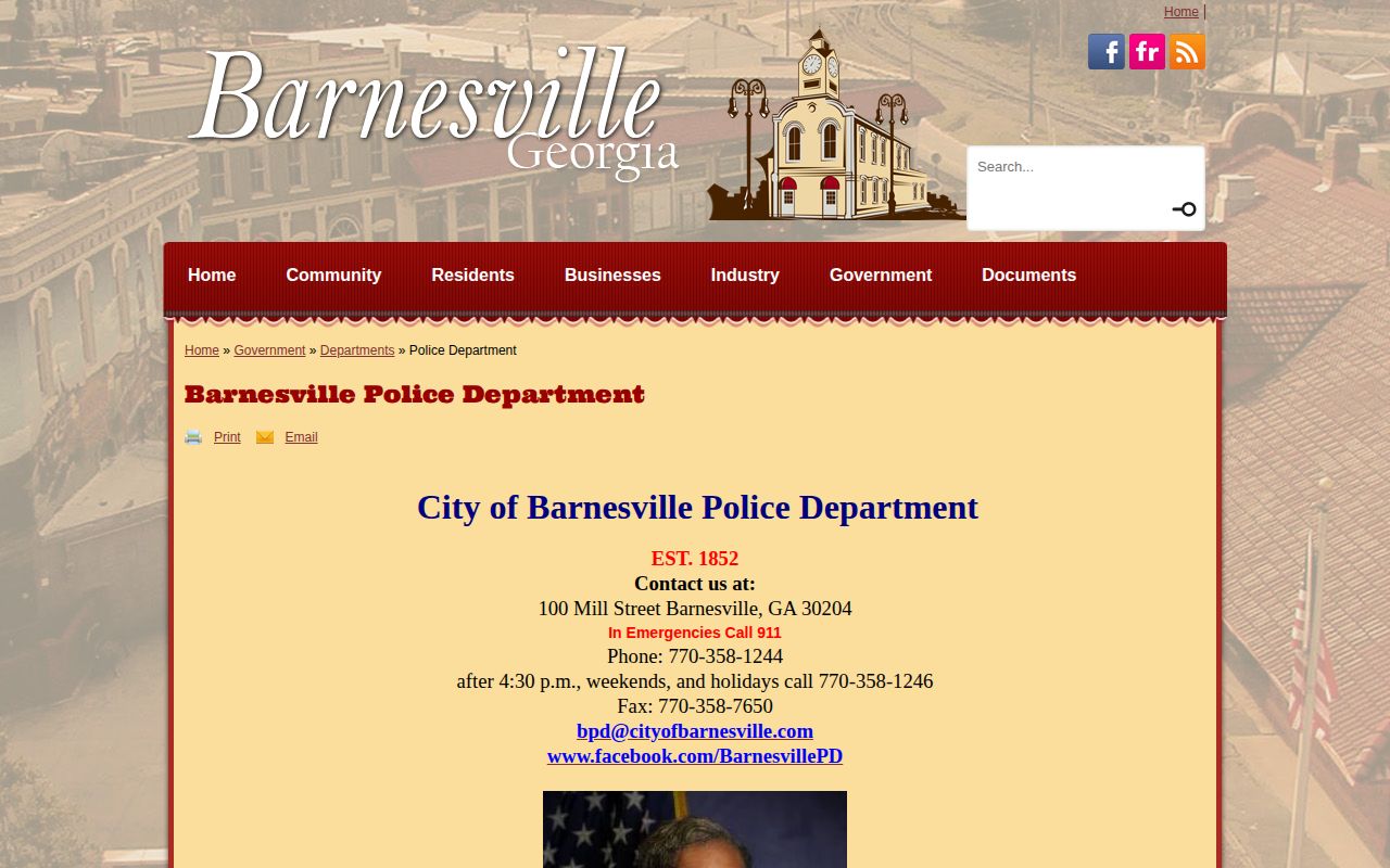 Barnesville Police Department official page for Lamar County arrest and booking-record routing