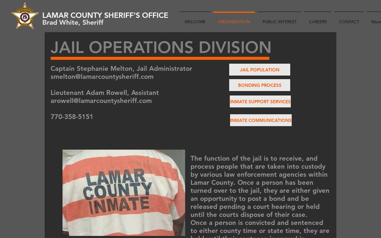 Lamar County Detention Center jail roster access page screenshot